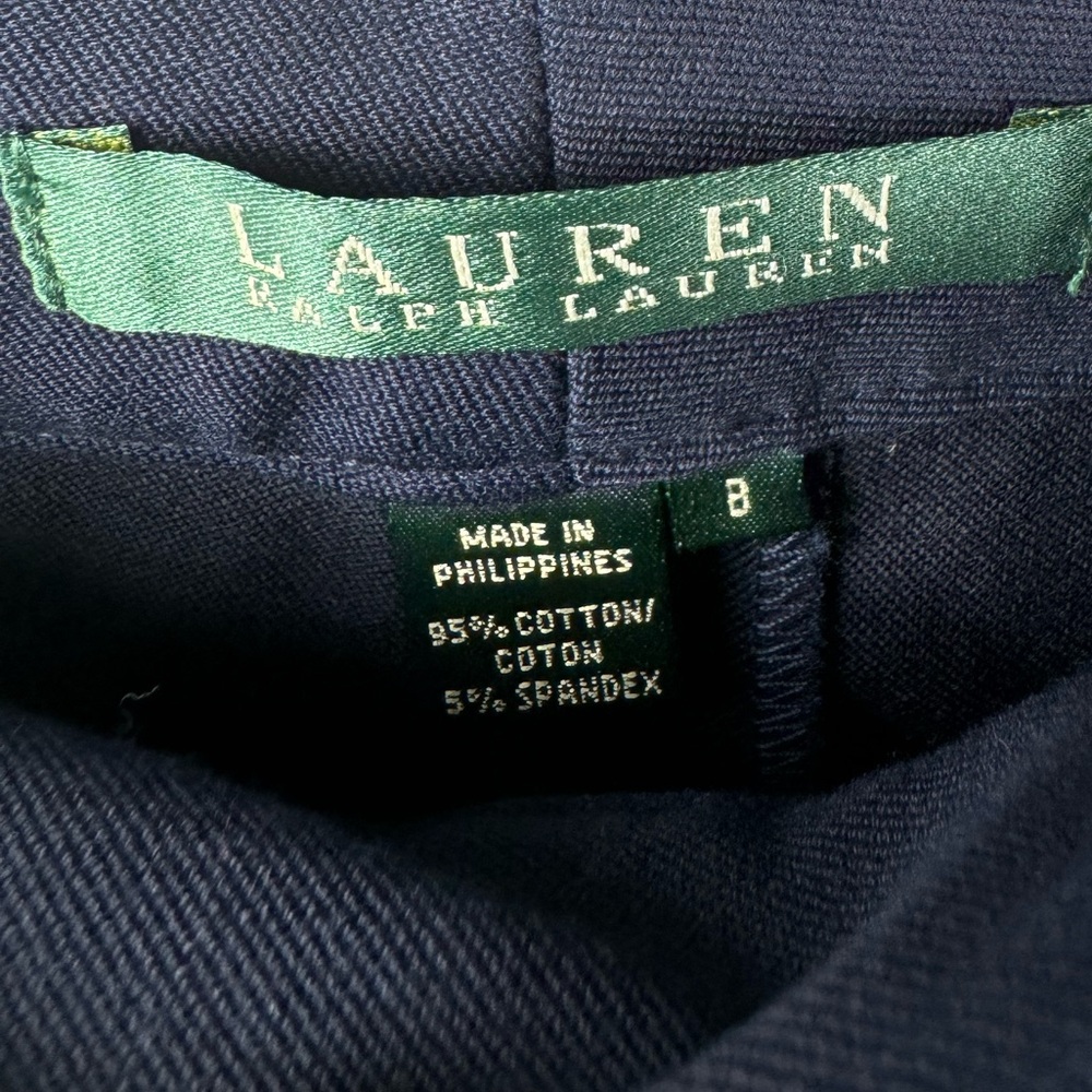 Lauren Ralph Lauren Women’s Stretch Cotton Spandex Navy Blue Straight leg pant 8 - Picture 4 of 13